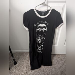 Blackcraft Black and White Graphic T-Shirt Dress